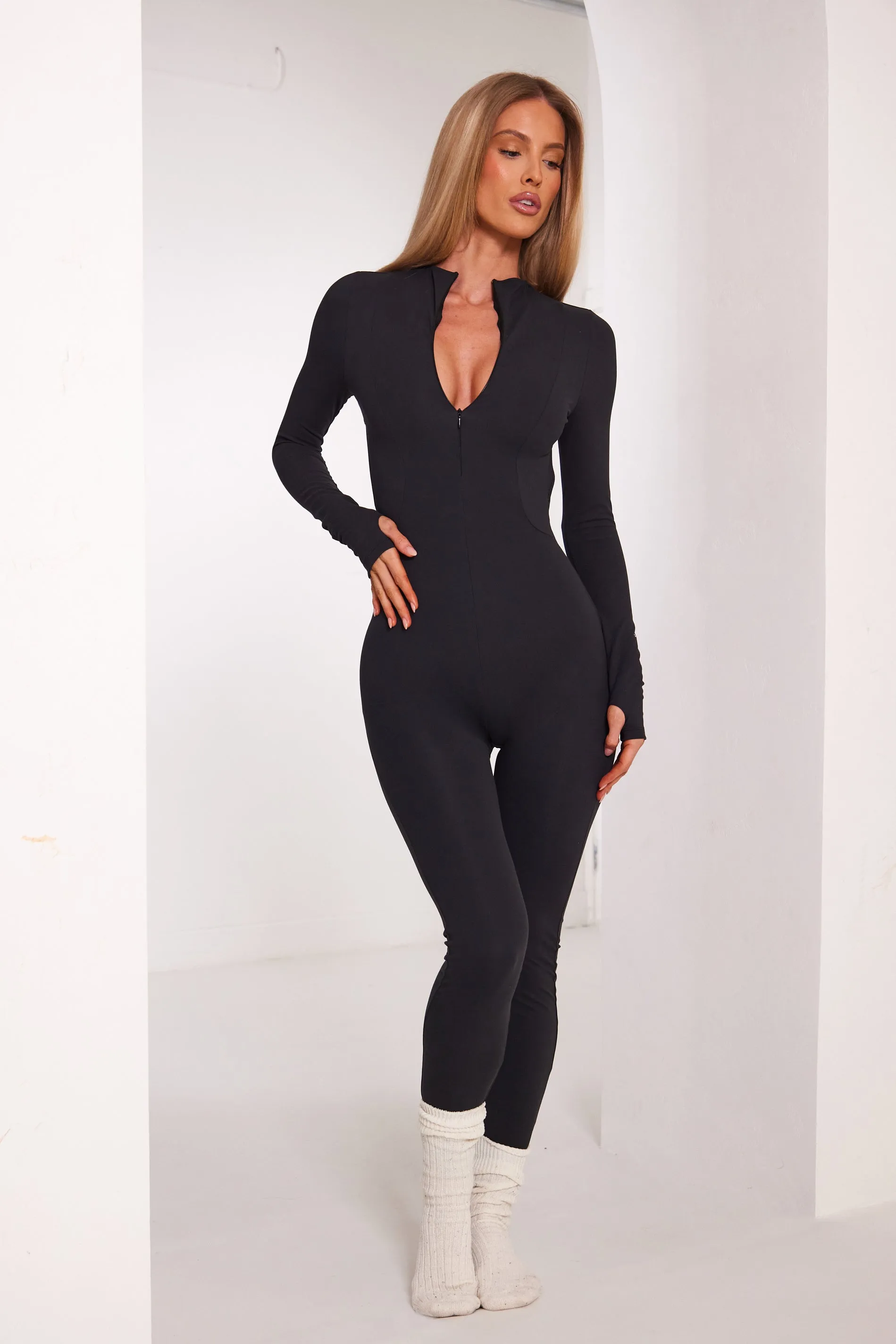 The Sculpt backless unitard - Black