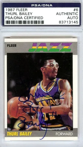 Thurl Bailey Autographed 1987 Fleer Card #6 Utah Jazz PSA/DNA #83713145