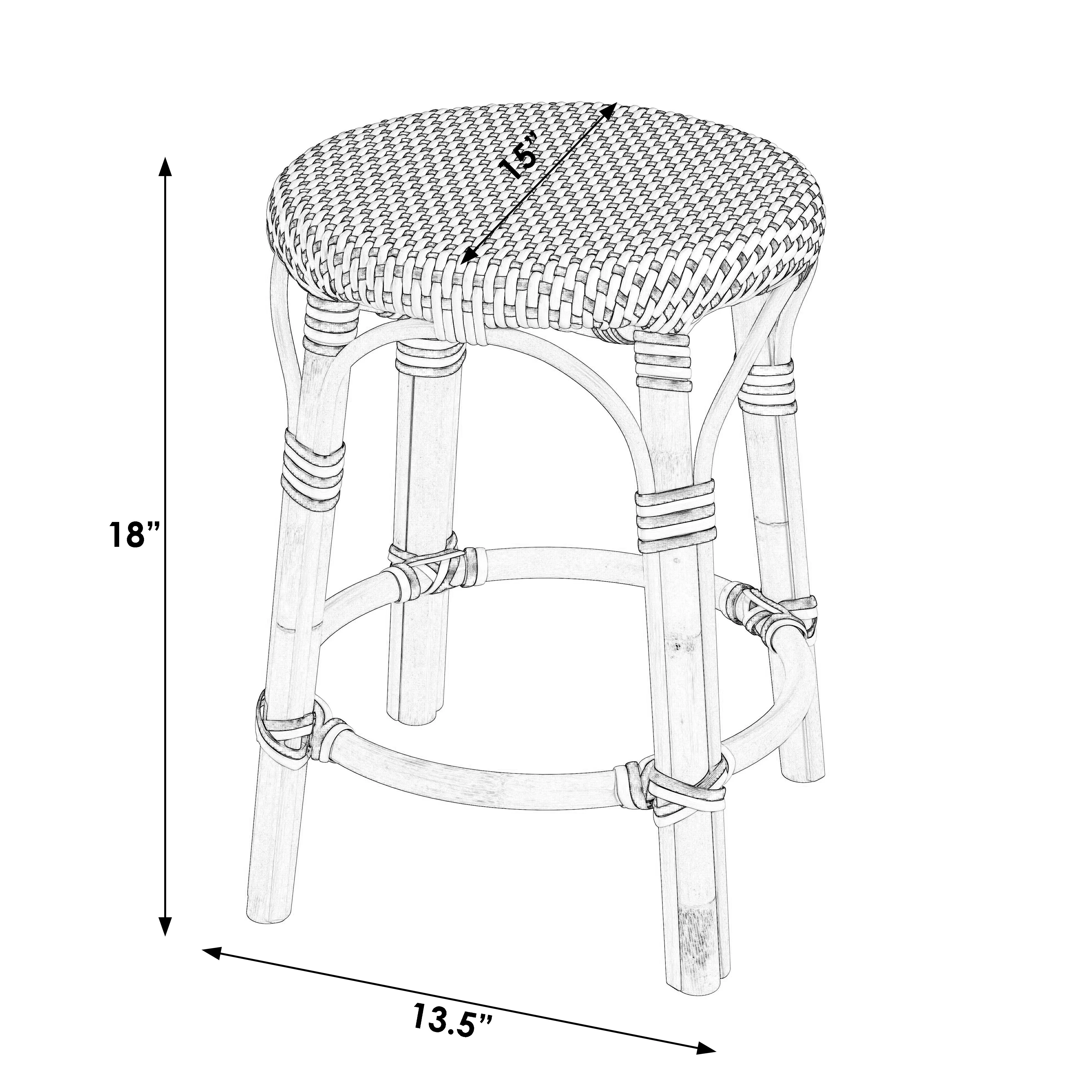 Tobias Rattan Round 18" Stool in White  5745304