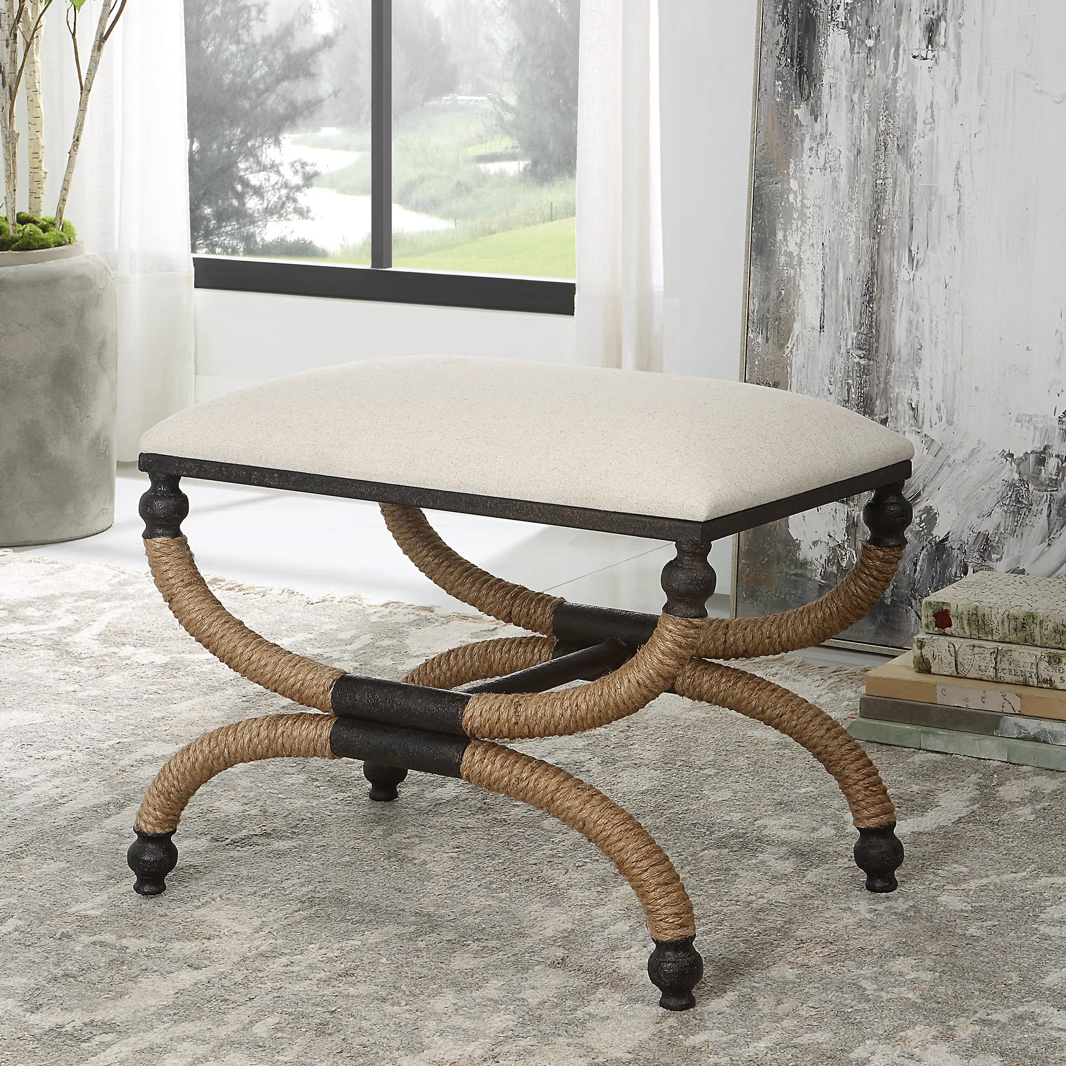 Uttermost Icaria Upholstered Small Bench