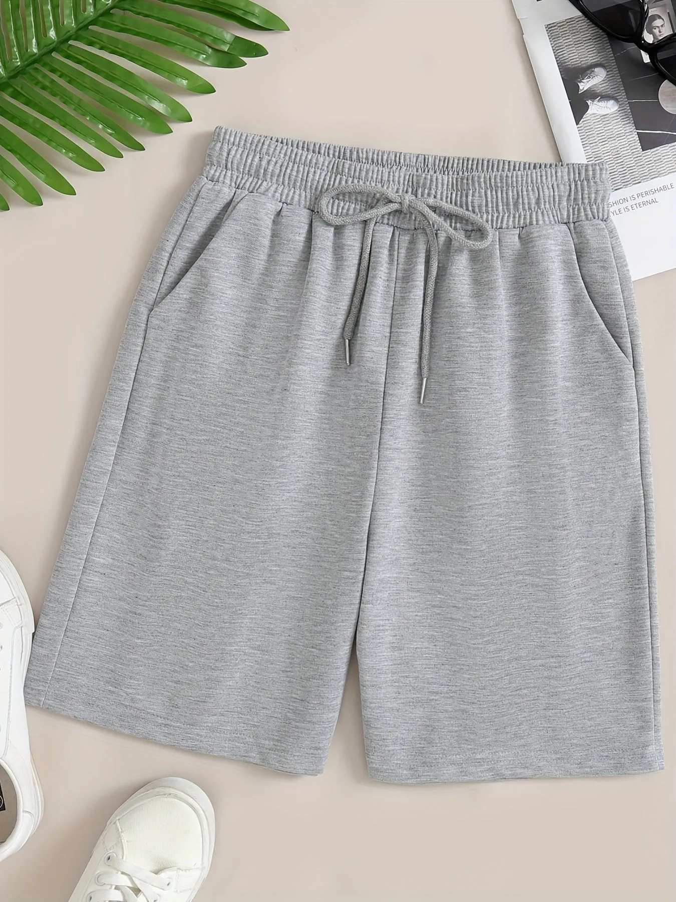 Womens Casual Sports Shorts with Pockets and Tie Waist