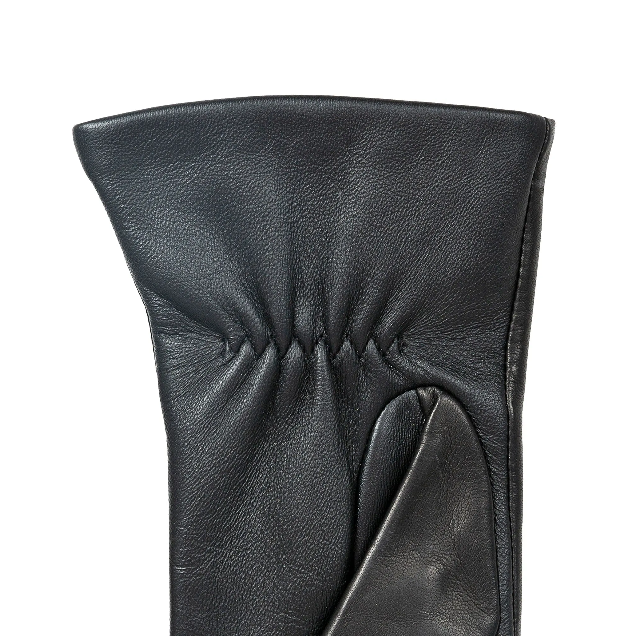 Women’s Touchscreen Three-Point Cashmere-Lined Leather Gloves with Buttons