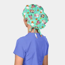 Woodland Blooms- Poppy Bouffant Scrub Hats