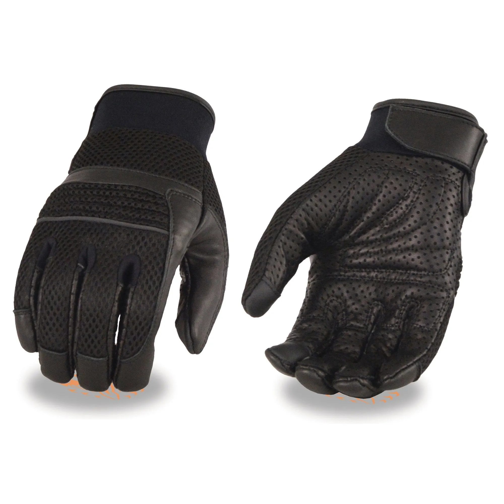 Xelement XG7503 Men's Black Leather and Mesh Racing Gloves with