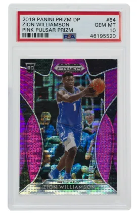 Zion Williamson Duke 2019 Panini Prizm DP Pink Pulsar #64 Card PSA GEM MT 10